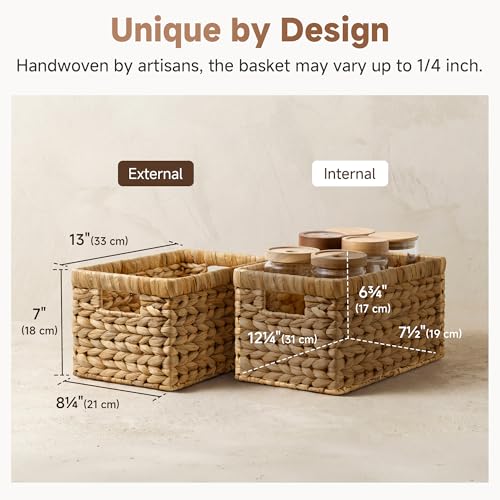 Wicker Storage Baskets for Shelves 2-Pack Woven Pantry Organizers