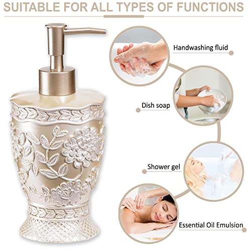 4-Piece Resin Bathroom Accessory Set - Rose Vine Design, Beige