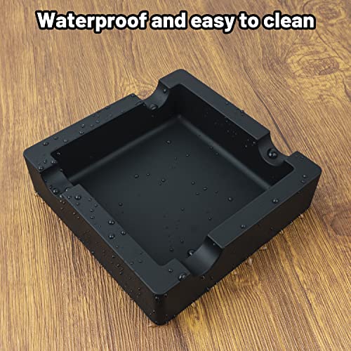 Unbreakable Silicone Cigar Ashtray - Large 4-Rest Outdoor Patio Tray, 2 Pack