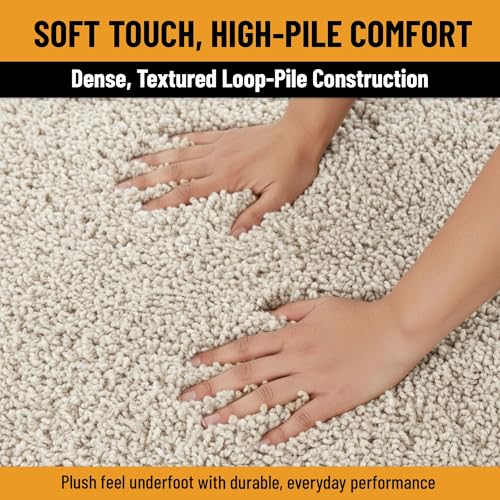2x6 Shaggy Runner Rug - Soft Cream Non-Slip Carpet for Hallways & Entryway