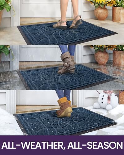 Heavy Duty Front Door Mat 24x36, Non-Slip Low Profile Outdoor Entrance Rug