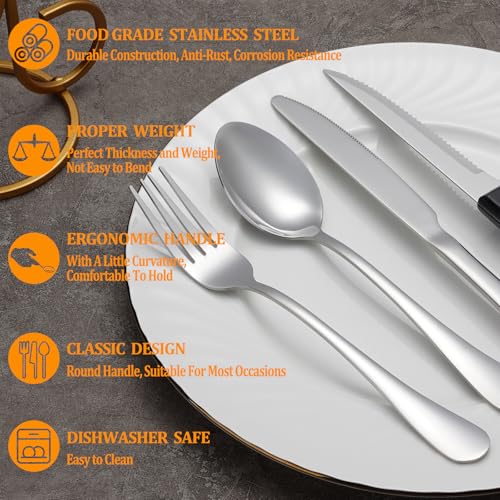 24-Piece Stainless Steel Flatware Set with Steak Knives - Service for 4
