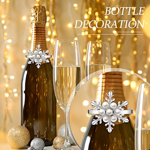 12 Pcs Christmas Snowflake Napkin Rings Holder - Holiday Table Decor