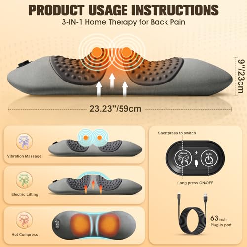 Ergonomic Lumbar Support Pillow with Back Massager for Pain Relief