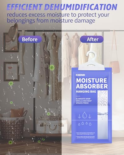 Hanging Moisture Absorber Bags 10 Pack 9.8 Oz Closet Dehumidifier