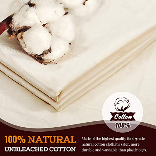 Cotton Brew Bag 26x22 Inch 2 Pack, Unbleached Reusable Straining Bag with Drawstring for Homebrewing and Fruit Wine Making