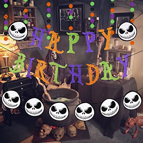 Halloween Jack Skellington Birthday Banner & Skull Garland Set