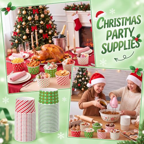 Chengu 60 Pcs 9 oz Christmas Snack Cups Red & Green - 6 Designs