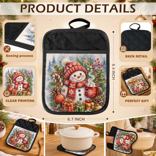 JWYNB Christmas Snowman Holiday Pot Holders - Heat Resistant Kitchen Accessory, Grd Kitchen Theme 15