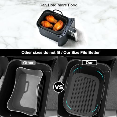 Reusable Silicone Air Fryer Liners for Dual Basket Air Fryers, 2 Pack