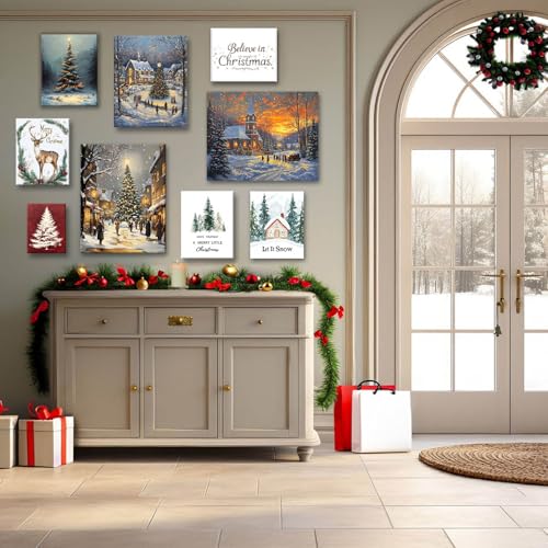 B.B.F MAKE Christmas Trees Wall Art Canvas - 16x20 Inch Rustic Holiday Decor