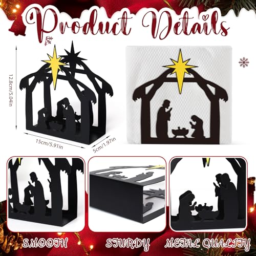 OAXNTGW Christmas Nativity Napkin Holder - Black Metal Table Decor (Nativity)
