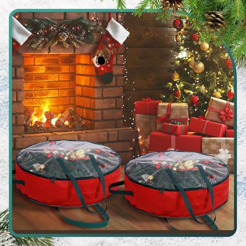 4 Pcs 24 Inch Wreath Storage Bag Container with Clear Window and Handles