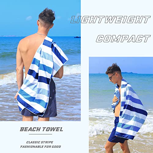 Microfiber Beach Towel, 30x60 Inch Lightweight Sand-Free Pool Towel with Bag