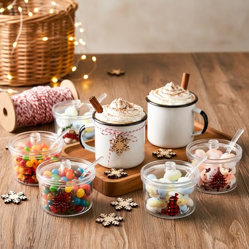 Roshtia 6 Pack Christmas Hot Cocoa Sugar Bowls Buffalo Plaid Design