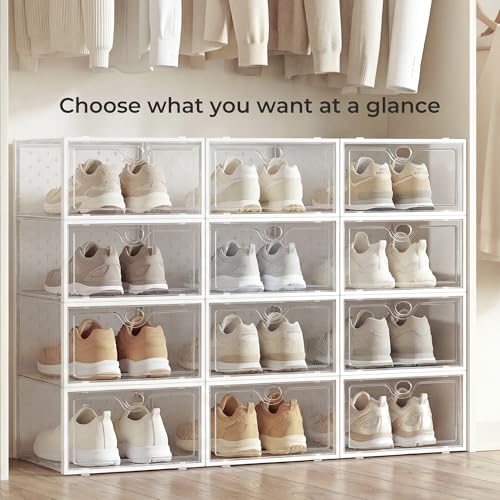 15-Pack X-Large Stackable Shoe Storage Boxes, Clear Sneaker Organizer Bins