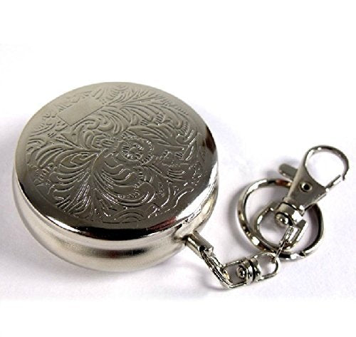 Portable Stainless Steel Pocket Ashtray with Keychain and Cigarette Snuffer