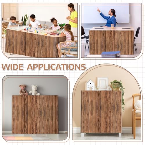 6ft Brown Wood Print Table Skirt for Teacher Desk and Classroom Decor