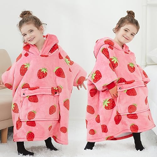 Kids Wearable Blanket Hoodie, Oversized Sherpa Sweatshirt for Toddlers 2-6