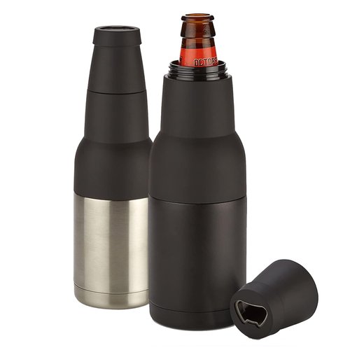 Can Cooler,Cold Insulation Can with Silicone Non Slip Bottom, Thermal Insulation Bottle with Built In Beer Bottle Opener (Steel Color)