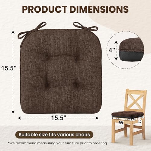 U-Shaped Dining Chair Cushions, 15.5-inch Non-Slip Kitchen Seat Pads - 4 Pack