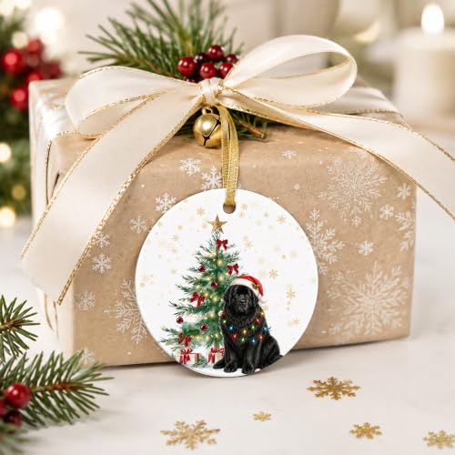 Gitzau Newfoundland Dog Ceramic Christmas Ornament - Holiday Tree Decor