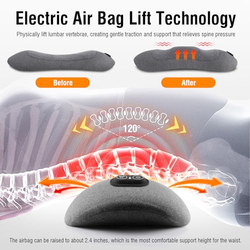 Cordless Lumbar Support Pillow with Heat & Massage for Pain Relief