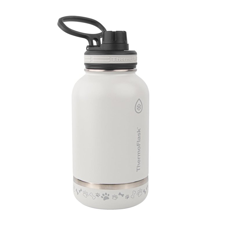 Thermoflask 2-in-1 Dog Share Bottle - Stainless Steel, Insulated Water Bottle - Features Built-In Water Bowl & Double-Wall Insulation - Keeps Water Cool for up to 24 Hours - 32 oz