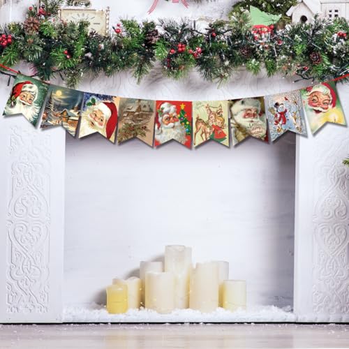 RQker Merry Christmas Banner Pattern 1 - Indoor Outdoor Holiday Decorations