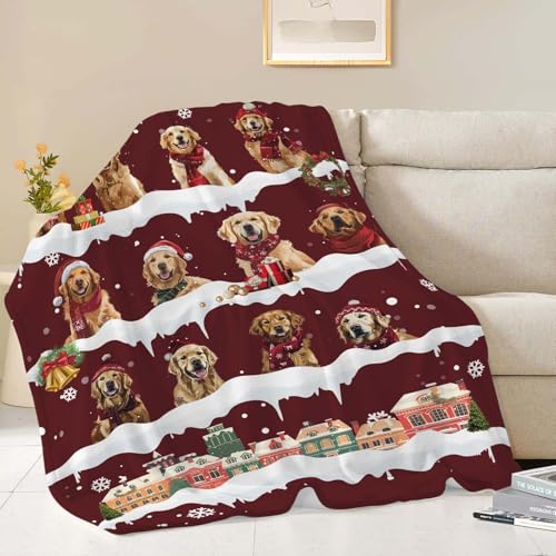 Christmas Golden Retriever Throw Blanket 40x50 Inches Cozy Plush Fuzzy Fleece Gift