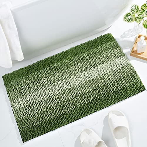 Gibelle Bathroom Set with Shower Curtain and Non-Slip Chenille Bath Mat