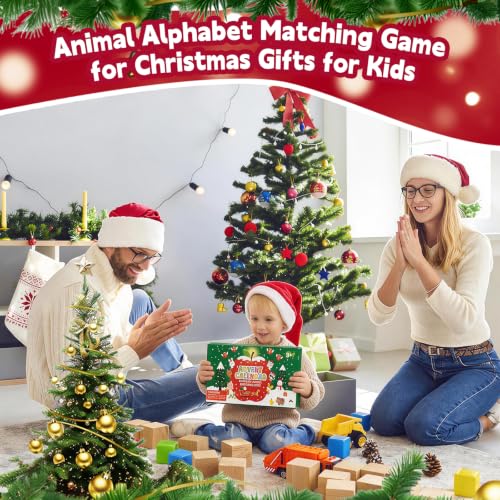 Yxwomenxy Advent Calendar 2026 Animal Alphabet Matching Toy for Kids - Wooden Educational Puzzle, Preschool Learning, Christmas Gift, Variation A