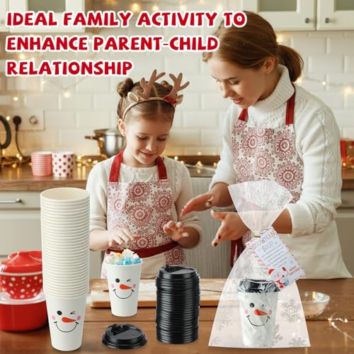 12oz Christmas Snowman Wink Soup Cups with Lids, Tags & Treat Bags - Pack of 150