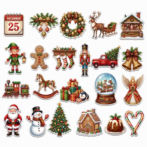 30 Pack Christmas Refrigerator Magnets - Santa Snowman Gingerbread Holiday Decor