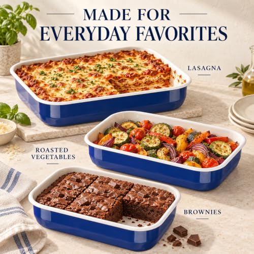 Knowcook Enamel Turkey Roasting Pan Set with Rack 10pc - Blue & Ivory