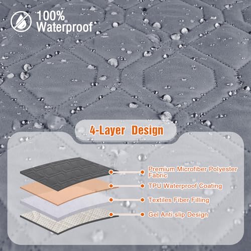 Waterproof Recliner Couch Cover for 3-Seater Sofa - Dark Gray