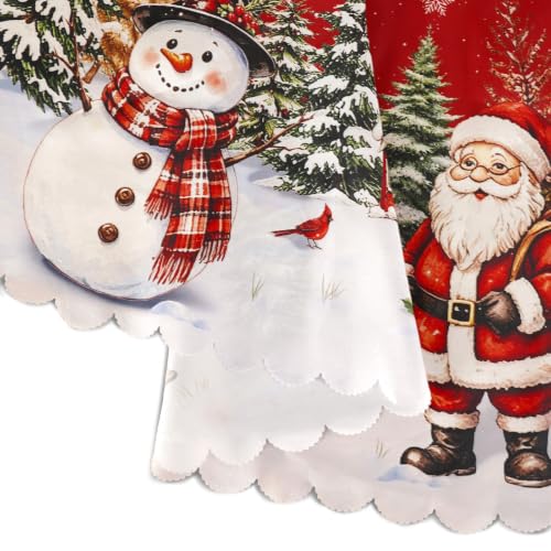 QCHDLN Red Santa Christmas Table Cloth 84x60 Inches Rectangular Holiday Decor