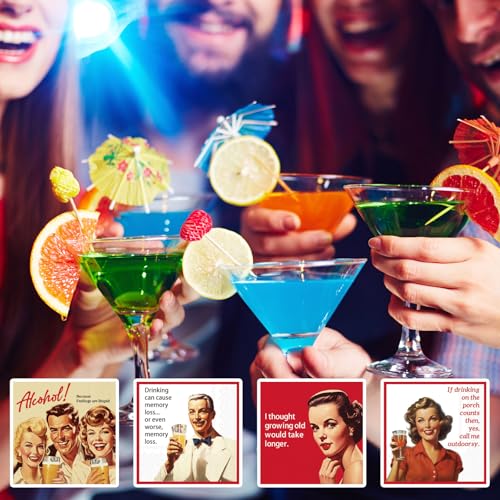 Watersay Vintage Red 100 Pcs Funny Cocktail Napkins for Adults Party