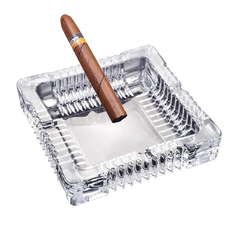 Handmade Glass Ashtray – Decorative Crystal Ash Holder for Home and Patio
