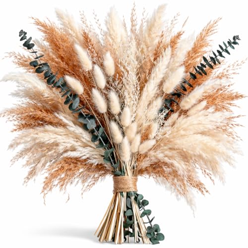 Dried Flower Bouquet with Pampas Grass & Eucalyptus - Boho Home Decor