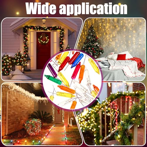 Mudder Colorful Christmas Light Bulbs 2.5V Replacement Mini Incandescent Bulbs