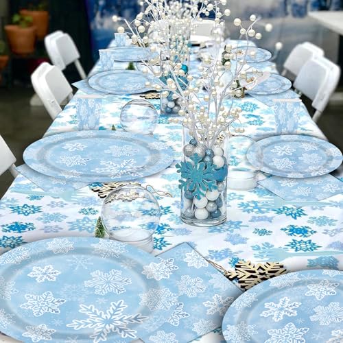 Winter Snowflake Party Supplies 120PCS Disposable Tableware for Christmas