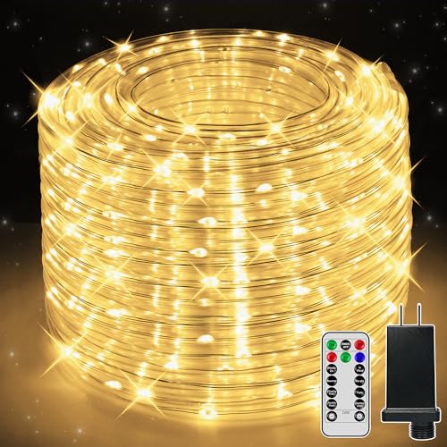 50ft LED Rope Lights, Dimmable Waterproof String Lights with Remote & Timer