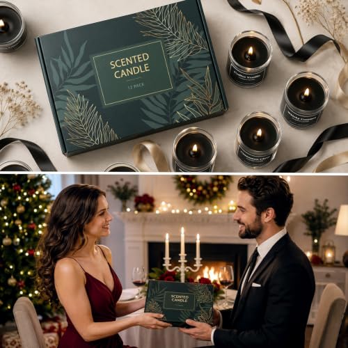 Furnizone 12 Pack Scented Soy Candles - Long Lasting Gift Set for Home & Holidays
