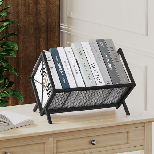 Metal Vinyl Record Storage Holder - 100 LP Album Display Rack, Black