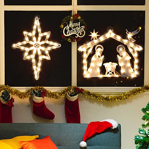 Polaris Nativity 2 Pack Christmas Window Lighted Silhouette Signs - Double Side