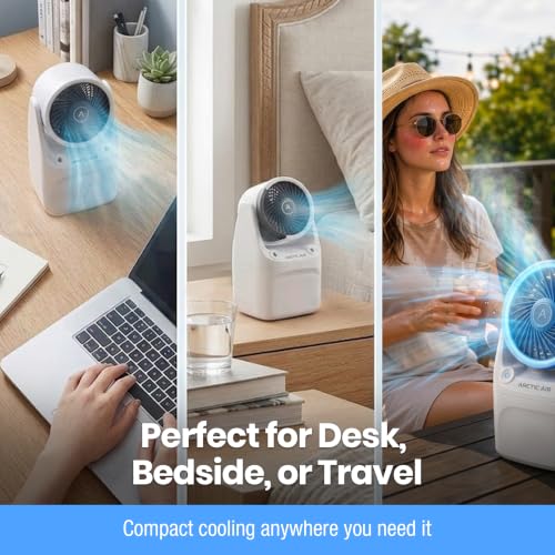 Portable Air Cooler Dual Mist Personal Space Fan with LED Mood Light