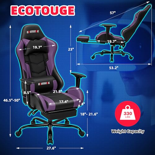 Ergonomic Massage Gaming Chair with Footrest and Lumbar Support