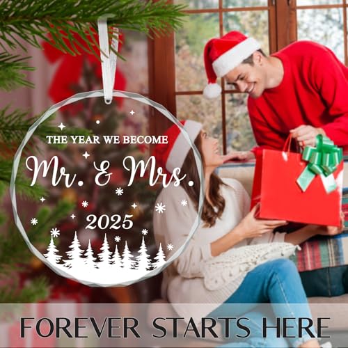 ZyraGleam White Our First Christmas Married Ornament 2025 – Wedding Keepsake for Newlyweds, Bridal Shower Gift