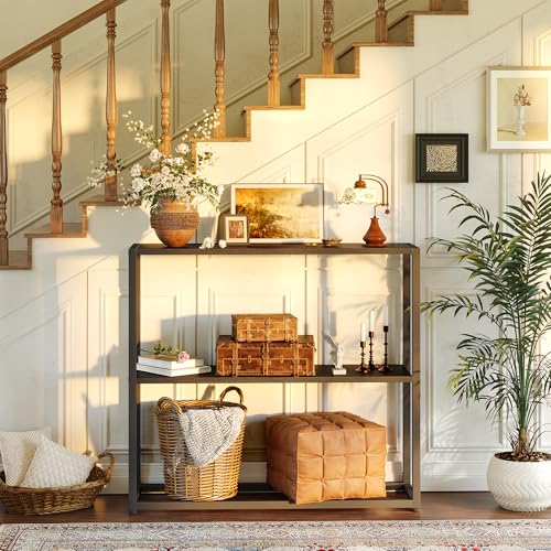 29.5-Inch Narrow Console Table with 3-Tier Shelves, Black Entryway Table